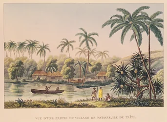 Dorf Matavae, Tahiti, Illustration aus 